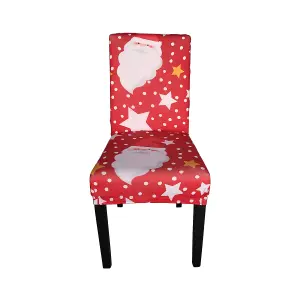 Christmas Chair Covers, Santa Claus & Snowflakes Printed, Red - 1pc