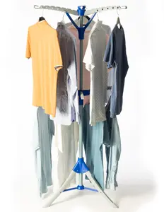 Homefront Clothes Rail Airer Drier Two Tier, Portable Clothes Horse Hanger Rotary Tripod Design, Folds Flat for Storage