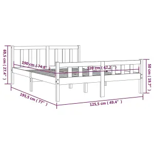 Berkfield Bed Frame Solid Wood 120x190 cm Small Double