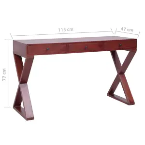 Berkfield Computer Desk Brown 115x47x77 cm Solid Mahogany Wood