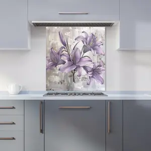 Purple Lilies In Bloom Kitchen Splashback