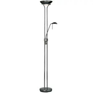 Mother & Child Floor Lamp Black Chrome 1.8m Twin Light Dimmer Flexible Reading