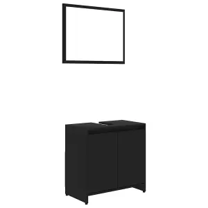 Berkfield 4 Piece Bathroom Furniture Set Black Engineered Wood