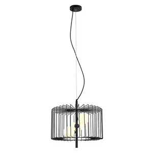 Luminosa Modern Hanging Pendant Black 3 Light  with Black, White Shade, G9