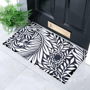 William Morris Black And White Indoor & Outdoor Doormat - 70x40cm