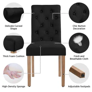 Yaheetech Set of 2 Black Upholstered Dining Chairs Classic Fabric Chairs with High Back