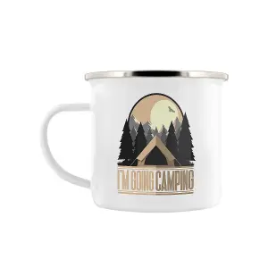 Grindstore Im Going Camping Enamelled Mug White (One Size)