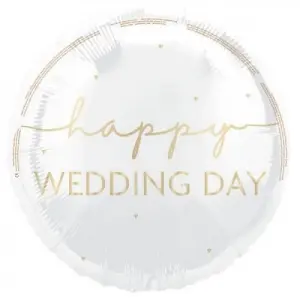 Unique Party Happy Wedding Day Foil Balloon White (One Size)