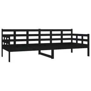 Berkfield Day Bed Black Solid Wood Pine 80x200 cm