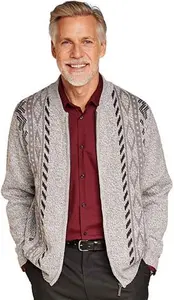 Tootal Vertical Jacquard Zip Cardigan - Grey