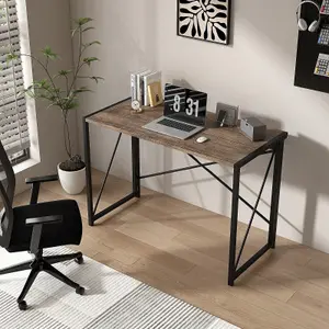 Mcc Direct No Assembly Folding Computer Desk 100cm Brown - Miami