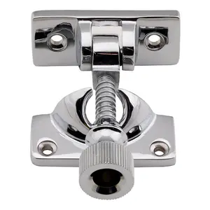 Brighton Pattern Sprung Sash Fastener 60 x 25mm Fixing Plate Polished Chrome