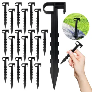 20pk Garden Pegs for Netting, Plastic Hook Ground Pegs for Gardening Task Securing Garden Membrane Pegs Plant Support