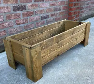 Wooden Raised Garden Planter Veg Herb Box Heavy Duty (W)90cm (H)33cm