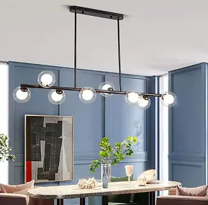 Chandelier Nordic Modern Simple Bubble Ball Long Strip Chandeliers Minimalist Creative Hanging Lights 8 Heads Black