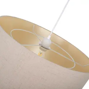 Modern Designer Taupe Textured Linen Lampshade with Inner Champagne Satin Fabric