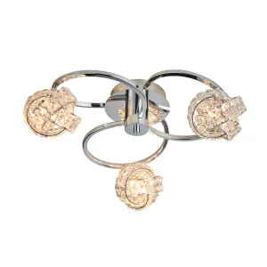 Anson Lighting Analta 3lt Semi Flush light finished in Chrome plate and clear crystal