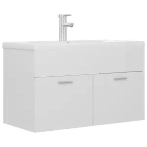 Berkfield Sink Cabinet with Built-in Basin High Gloss White Engineered Wood