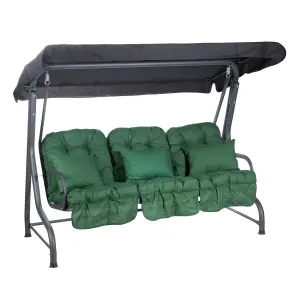 Alfresia Turin Reclining Swing Seat, Charcoal Frame, Classic Green Cushions