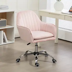 HOMCOM Office Chair, Swivel Desk Chair w/ Adjustable Height, Pink