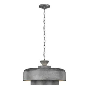 1 Bulb Ceiling Pendant Light Fitting Weathered Galvanized LED E27 60W Bulb