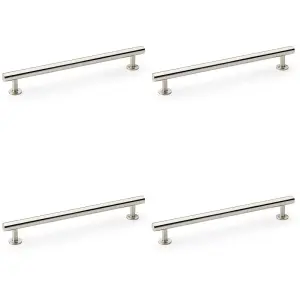 4 PACK - Round T Bar Pull Handle - Satin Nickel - 192mm Centres SOLID BRASS Drawer Door