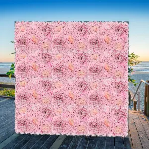 Artificial Flower Wall Backdrop Panel, 60cm x 40cm, Blush Pink & Peach