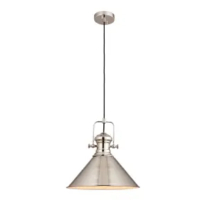 Anson Lighting Arizona Pendant light finished in Bright nickel plate and gloss white