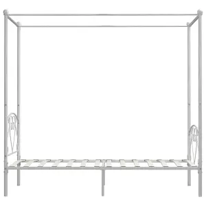 Berkfield Canopy Bed Frame White Metal 100x200 cm