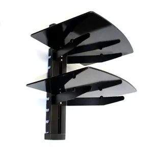 Tempered Black Glass Floating Shelf 2 Tier - M&W