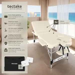 Massage Table Ko Tao - 3 zones, 78cm wide, aluminium frame, folding, carry bag - beige