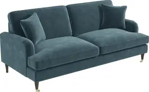 Blue Velvet 3 Seater Sofa - Payton