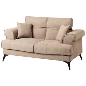 2 Seater Fabric Sofa Light Brown SKIVE