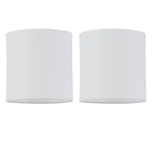 First Choice Lighting Set of 2 White Textured Cotton 17cm Table Lamp Shades