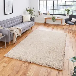 Camel Plain Shaggy Modern Easy to Clean Rug for Living Room Bedroom and Dining Room-120cm X 170cm