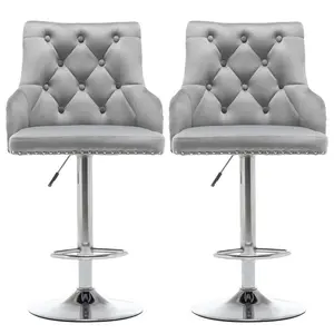 Montevallo Height Adjustable Swivel Bar Stool (Set of 2) Grey