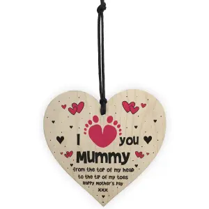 Mothers Day Gift From Baby Daughter Son Wood Heart Love Gift For Mummy Keepsake