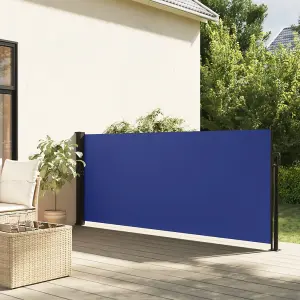 Berkfield Retractable Side Awning Blue 140x600 cm