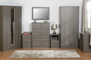 Lisbon 3 Door Mirrored Wardrobe Black Wood Grain Effect