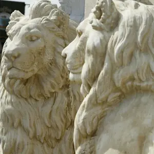 Pair of Giant White Porto Lions