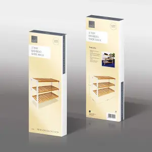 3 Tier Bamboo Shoe Storage Stand Shelf Organiser - Made Of 100% Eco-Friendly And Durable Natural Bamboo