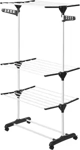 Clothes Drying Rack 3-Tier Folding Clothes Airer Indoor-Outdoor Dryer Hanger Rack