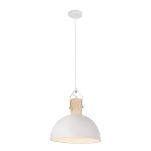 Luminosa Margot Dome Suspension Pendant White E27 40W