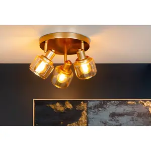 Lucide Bjorn Classic Ceiling Spotlight 38cm - 3xE14 - Matt Gold, Brass