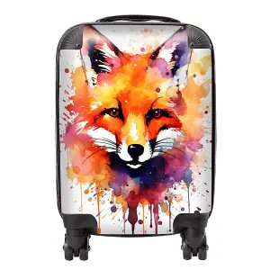 Watercolour Splashart Fox Face Suitcase - Small