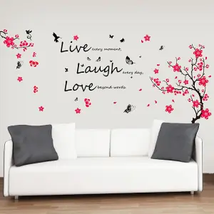 Walplus Mural Decal Huge Flowers Blossom Butterflies Children Wall Stickers Love Live Laugh Quote