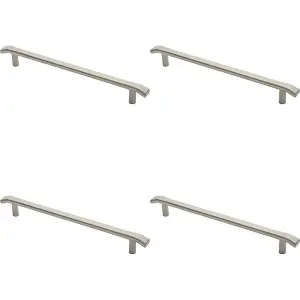 4x Flat Bar Pull Handle with Chamfered Edges 400mm Fixing Centres Satin Steel