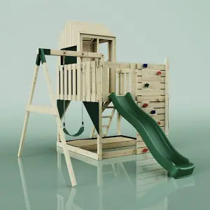 Rebo PolarPlay Kids Climbing Tower & Playhouse - Swing Bjorn Green