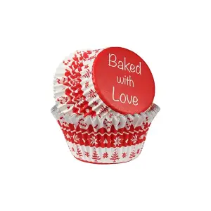 Culpitt Nordic Christmas Foil Muffin and Cupcake Cases (Pack of 24) Red/White (One Size)