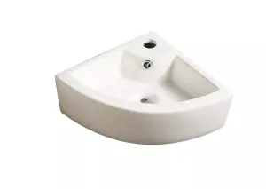 Small Compact Bathroom Cloakroom Hand Wash Basin Sink Ceramic Wall Hung White UK